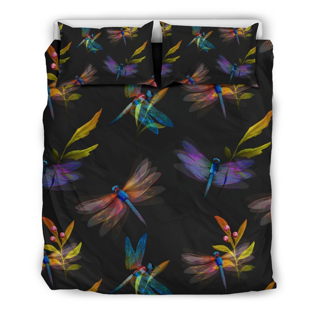 Dragonfly Colorful Realistic Print Duvet Cover Bedding Set