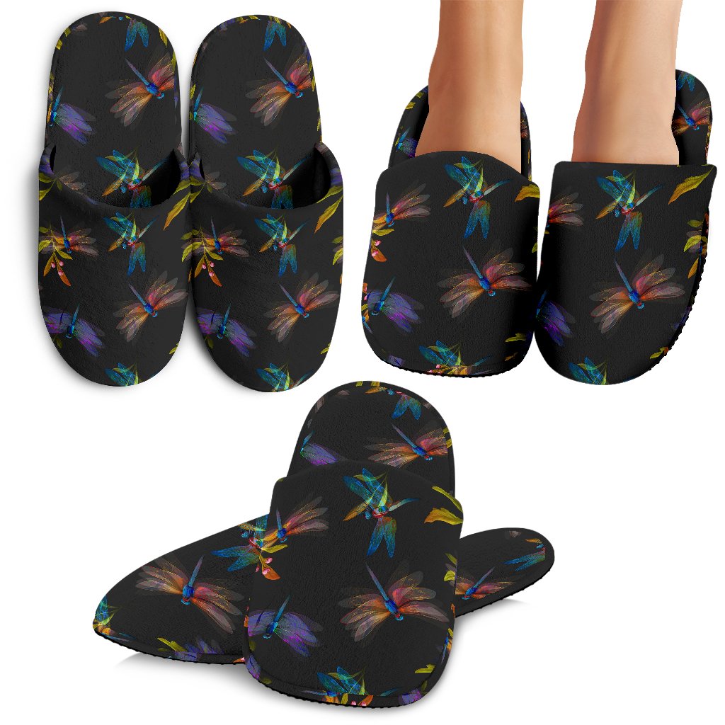 Dragonfly Colorful Realistic Print House Slippers