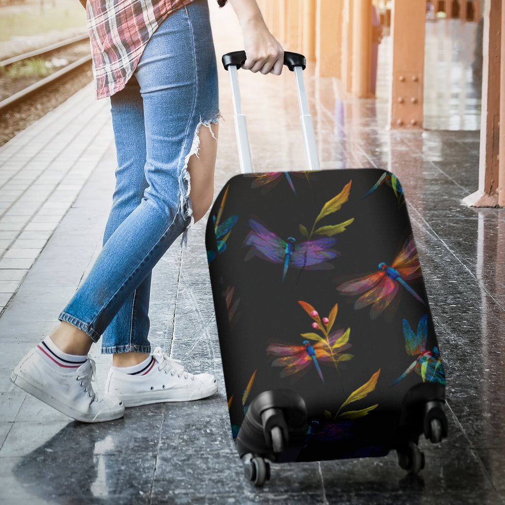 Dragonfly Colorful Realistic Print Luggage Cover Protector