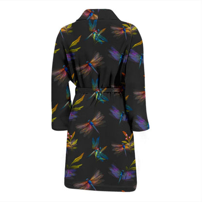 Dragonfly Colorful Realistic Print Men Bath Robe-JTAMIGO.COM