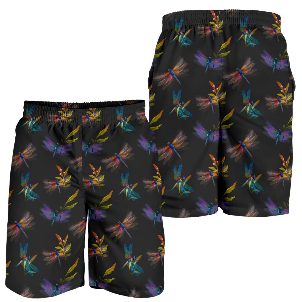 Dragonfly Colorful Realistic Print Mens Shorts-JTAMIGO.COM