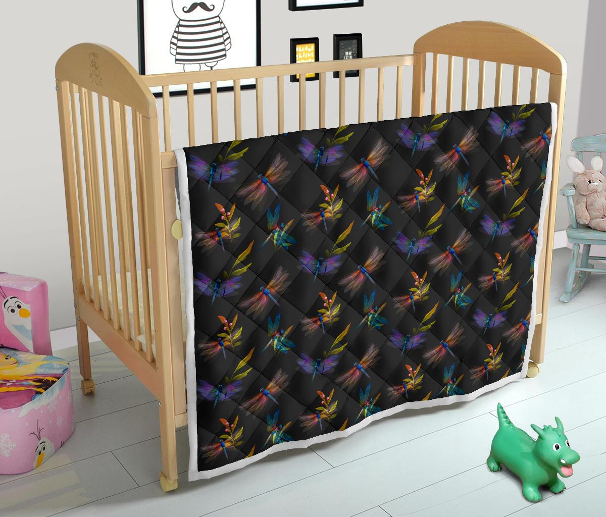 Dragonfly Colorful Realistic Print Premium Quilt-JTAMIGO.COM