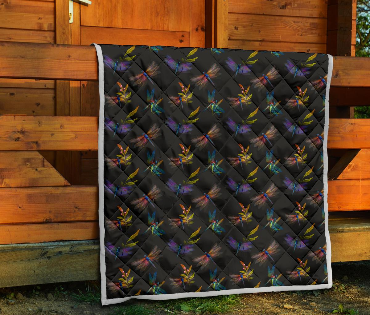 Dragonfly Colorful Realistic Print Premium Quilt-JTAMIGO.COM