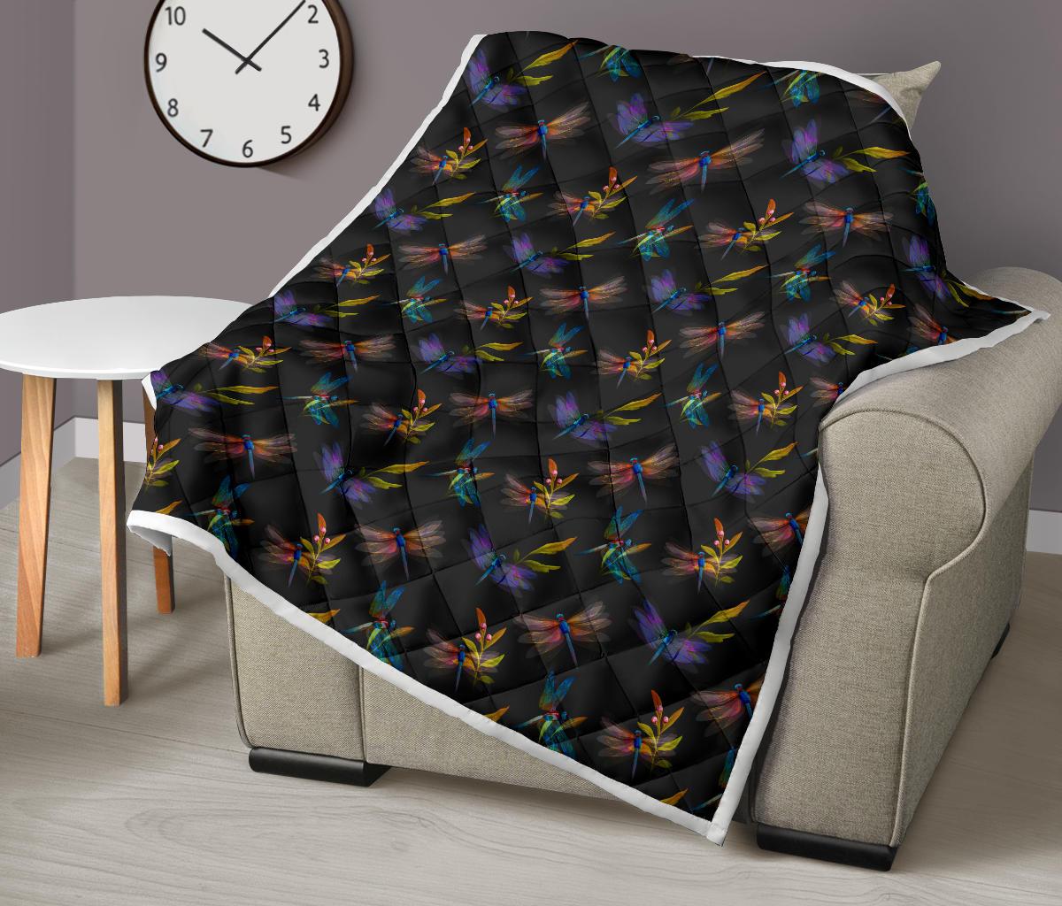 Dragonfly Colorful Realistic Print Premium Quilt-JTAMIGO.COM