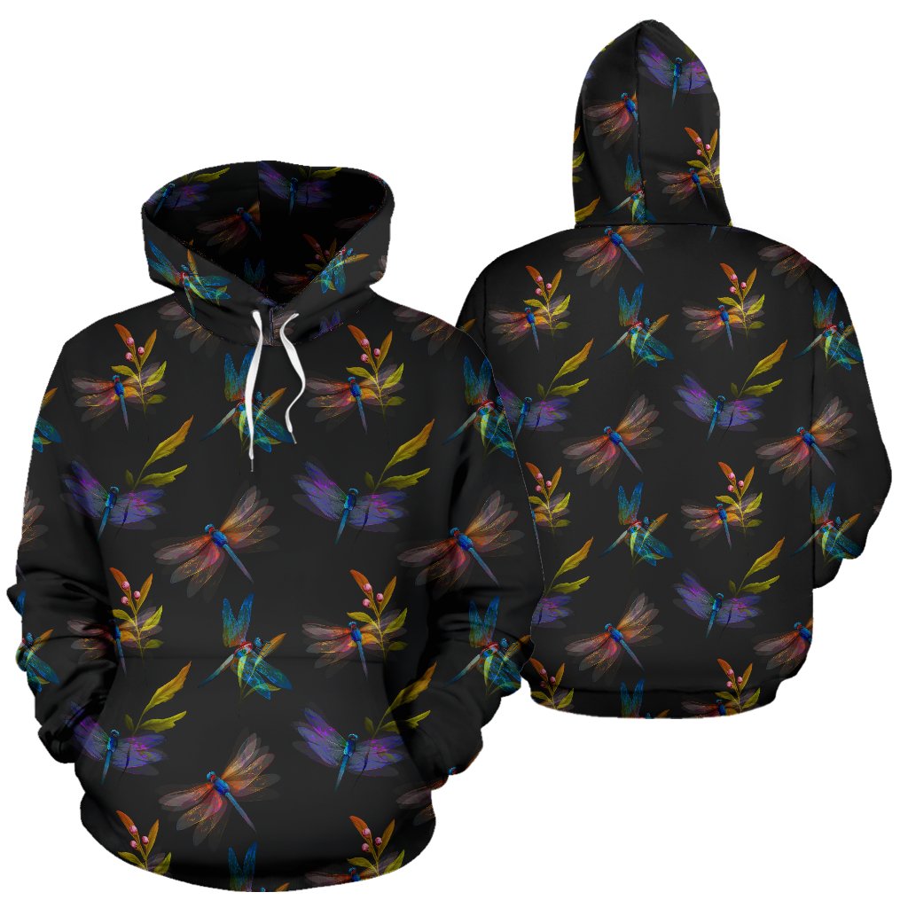 Dragonfly Colorful Realistic Print Pullover Hoodie