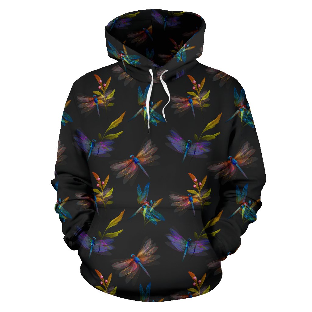 Dragonfly Colorful Realistic Print Pullover Hoodie