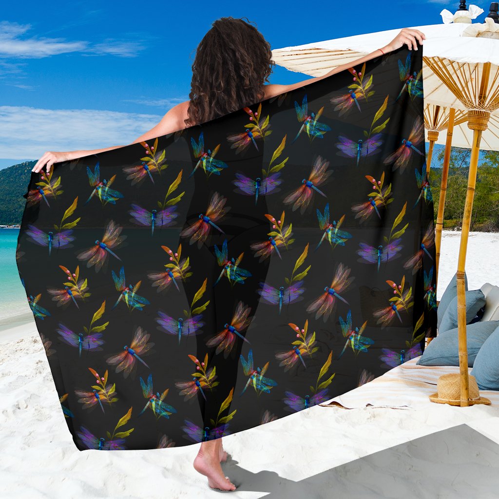 Dragonfly Colorful Realistic Print Sarong Pareo Wrap