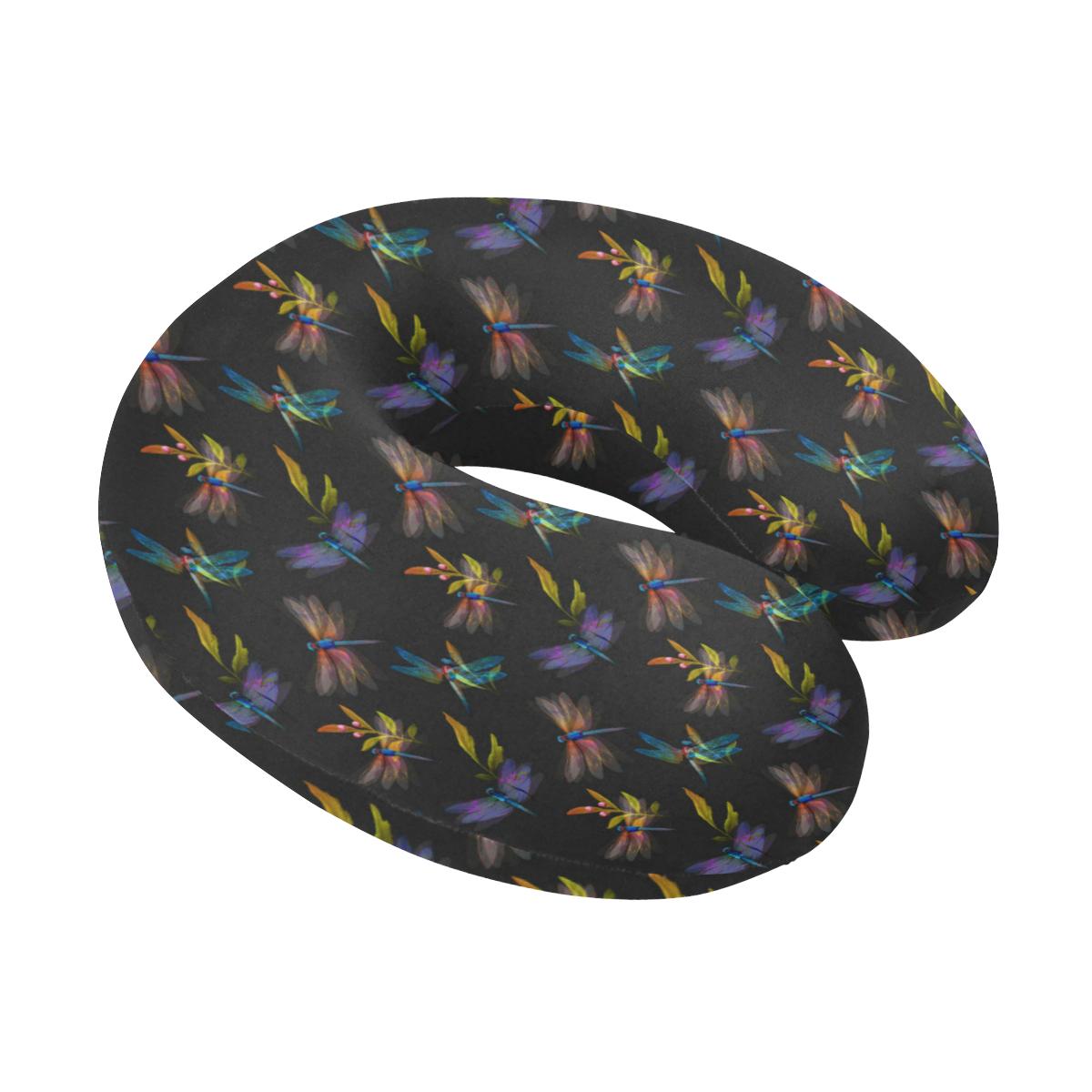 Dragonfly Colorful Realistic Print U-Shaped Travel Neck Pillow-JTAMIGO.COM