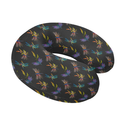 Dragonfly Colorful Realistic Print U-Shaped Travel Neck Pillow-JTAMIGO.COM