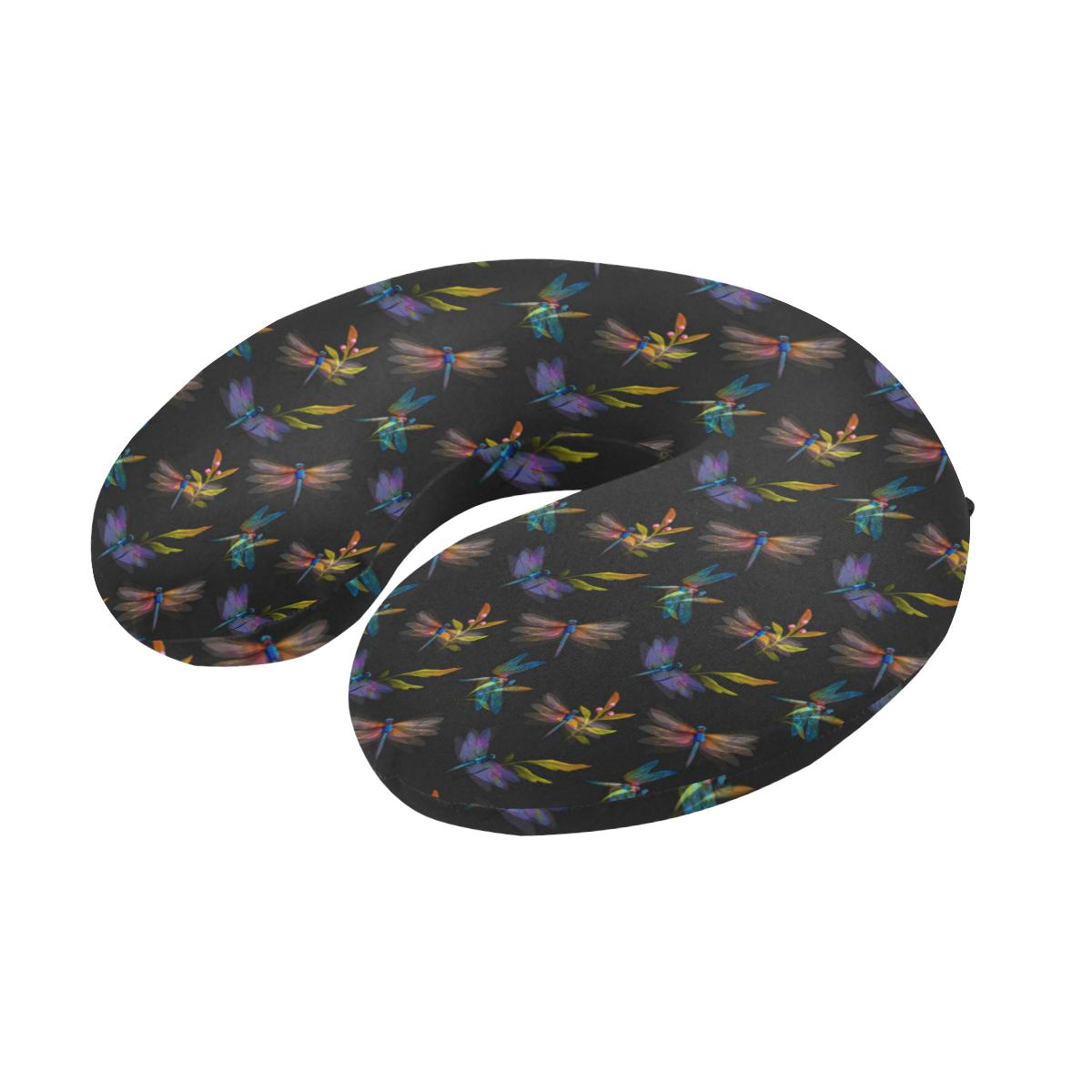 Dragonfly Colorful Realistic Print U-Shaped Travel Neck Pillow-JTAMIGO.COM