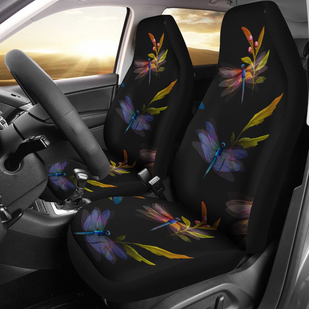 Dragonfly Colorful Realistic Print Universal Fit Car Seat Covers