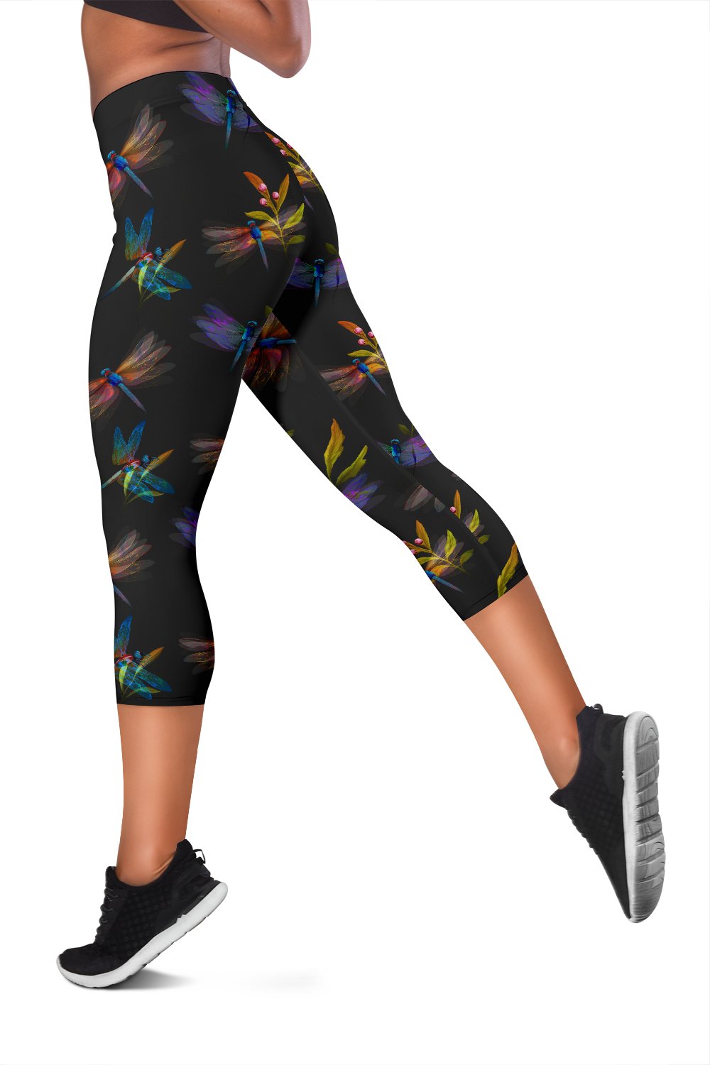 Dragonfly Colorful Realistic Print Women Capris