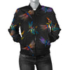 Dragonfly Colorful Realistic Print Women Casual Bomber Jacket