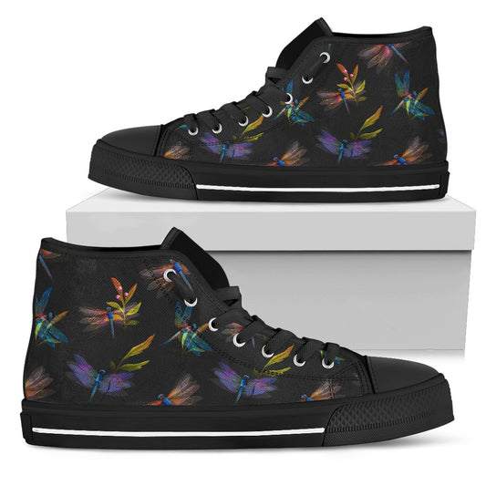Dragonfly Colorful Realistic Print Women High Top Shoes