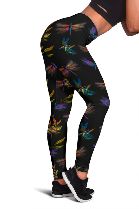 Dragonfly Colorful Realistic Print Women Leggings