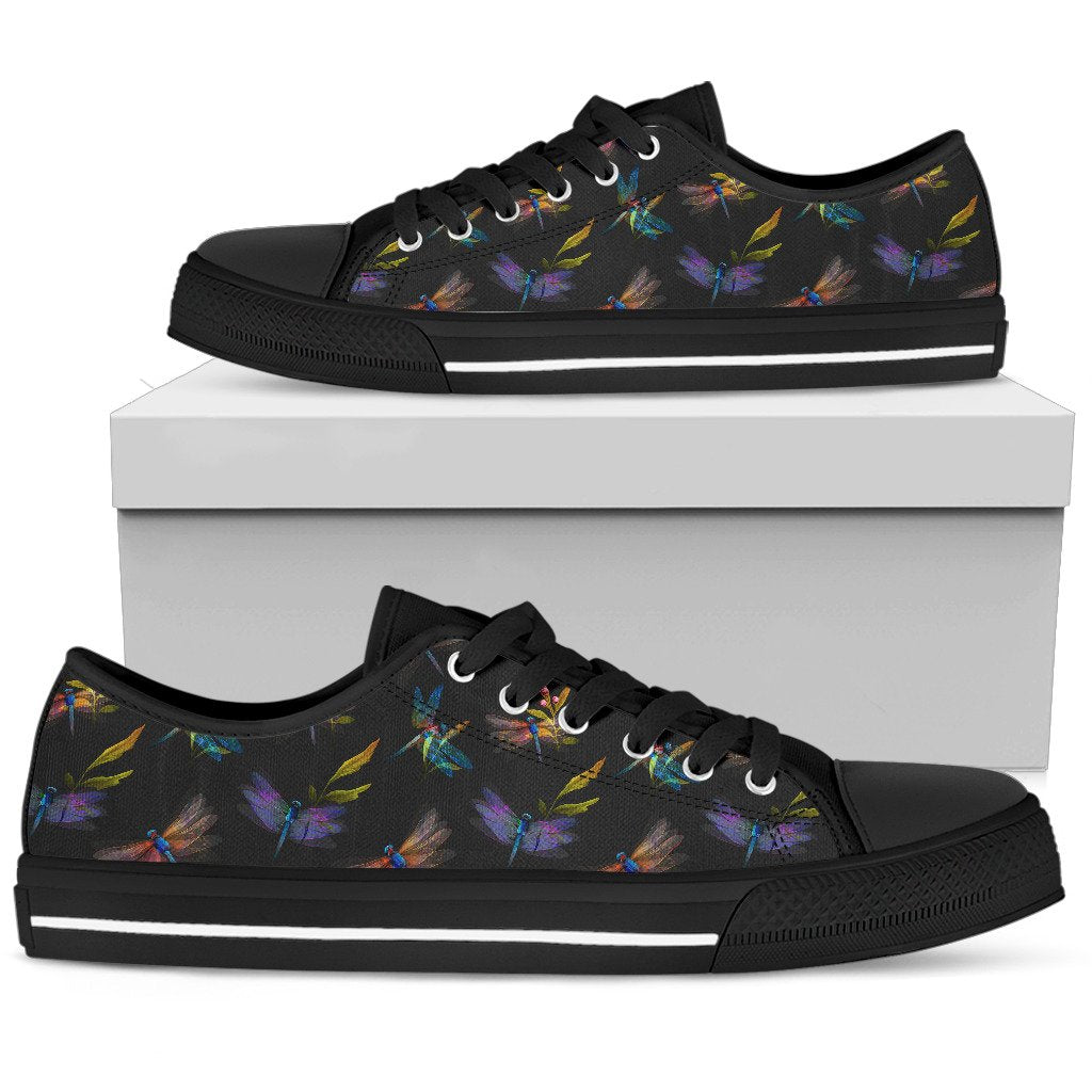 Dragonfly Colorful Realistic Print Women Low Top Shoes