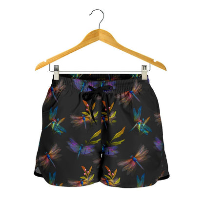 Dragonfly Colorful Realistic Print Women Shorts-JTAMIGO.COM