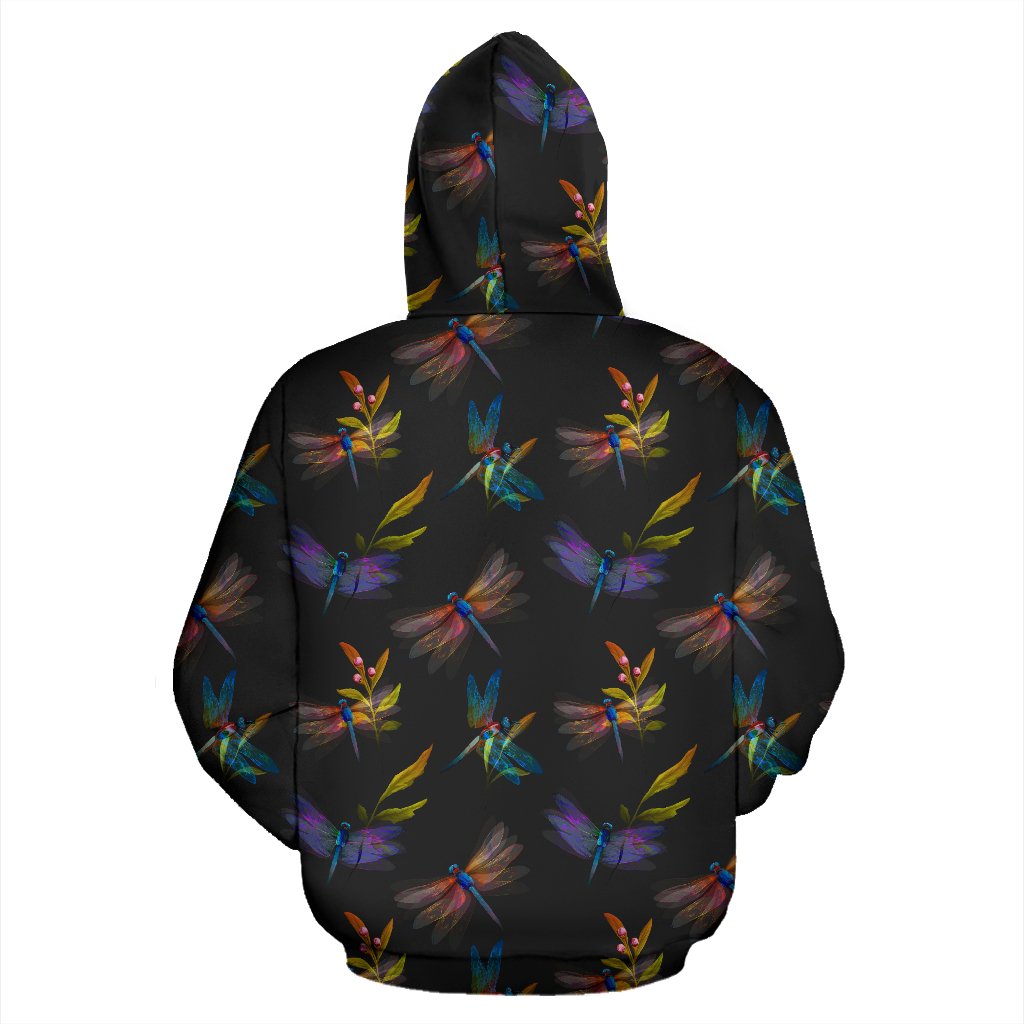 Dragonfly Colorful Realistic Print Zip Up Hoodie