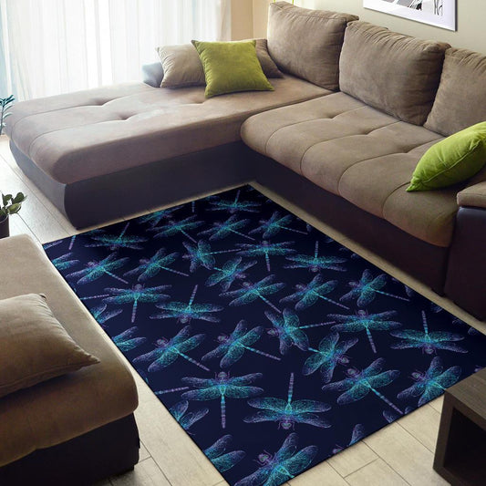Dragonfly Hand Drawn Style Print Area Rugs-JTAMIGO.COM