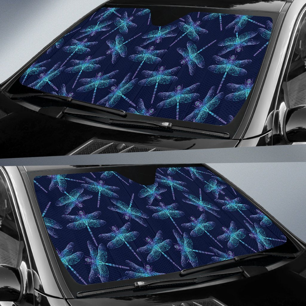 Dragonfly Hand Drawn Style Print Car Sun Shade For Windshield
