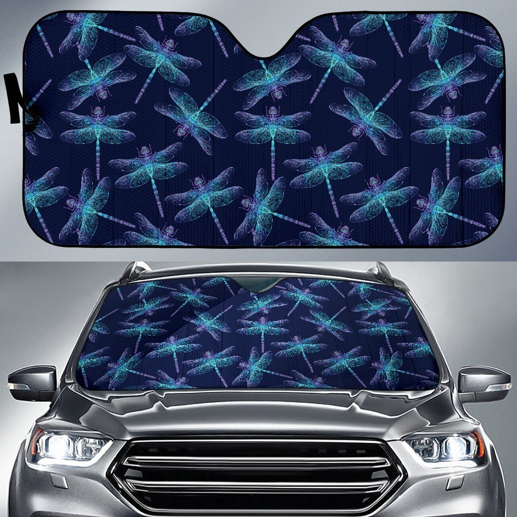 Dragonfly Hand Drawn Style Print Car Sun Shade For Windshield