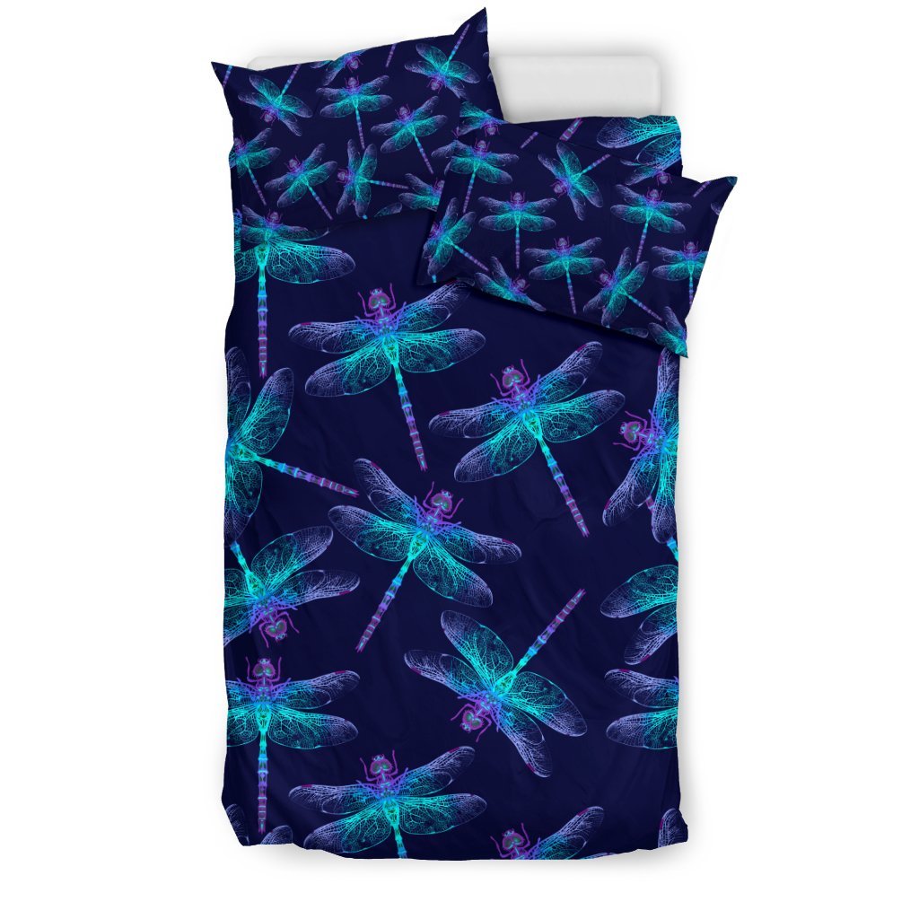 Dragonfly Hand Drawn Style Print Duvet Cover Bedding Set