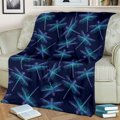 Dragonfly Hand Drawn Style Print Fleece Blanket