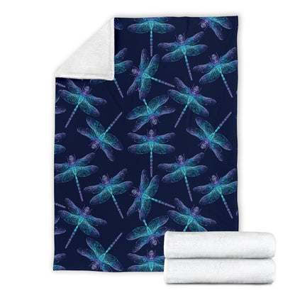 Dragonfly Hand Drawn Style Print Fleece Blanket