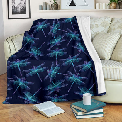 Dragonfly Hand Drawn Style Print Fleece Blanket