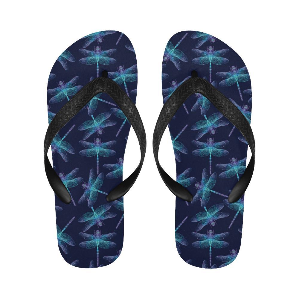 Dragonfly Hand Drawn Style Print Flip Flops-JTAMIGO.COM