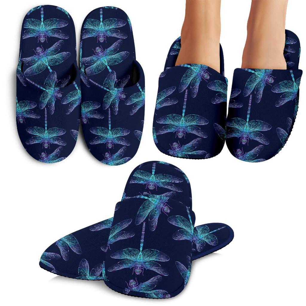 Dragonfly Hand Drawn Style Print House Slippers