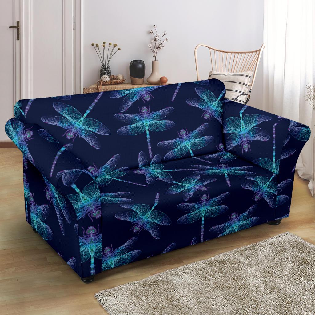 Dragonfly Hand Drawn Style Print Loveseat Slipcover-JTAMIGO.COM