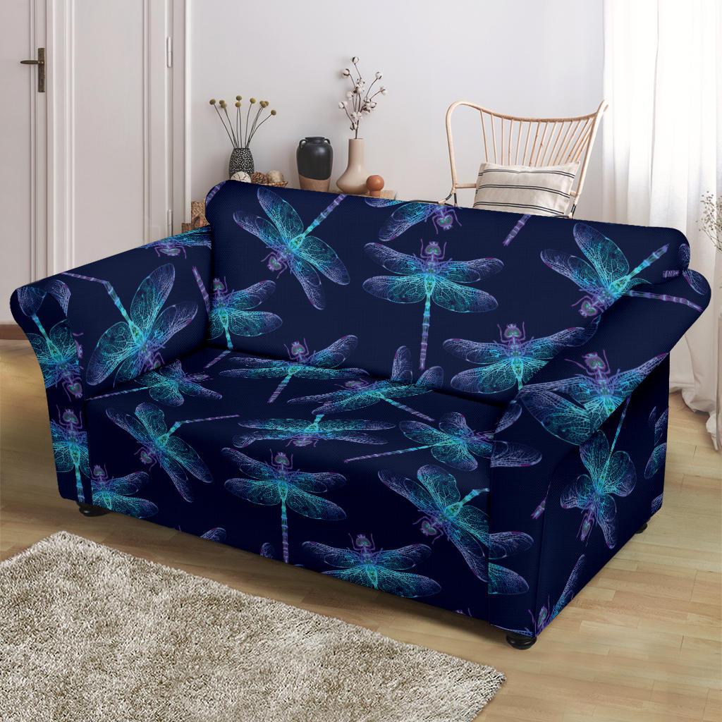 Dragonfly Hand Drawn Style Print Loveseat Slipcover-JTAMIGO.COM