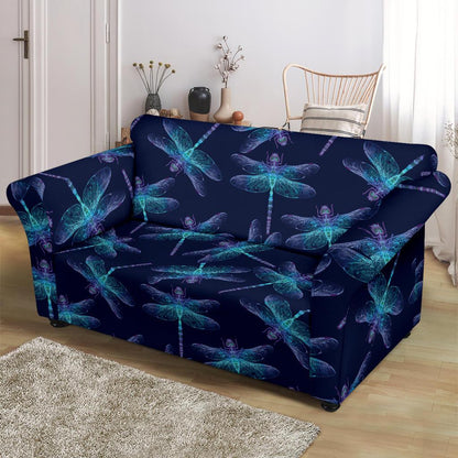 Dragonfly Hand Drawn Style Print Loveseat Slipcover-JTAMIGO.COM