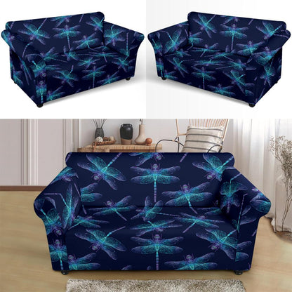 Dragonfly Hand Drawn Style Print Loveseat Slipcover-JTAMIGO.COM
