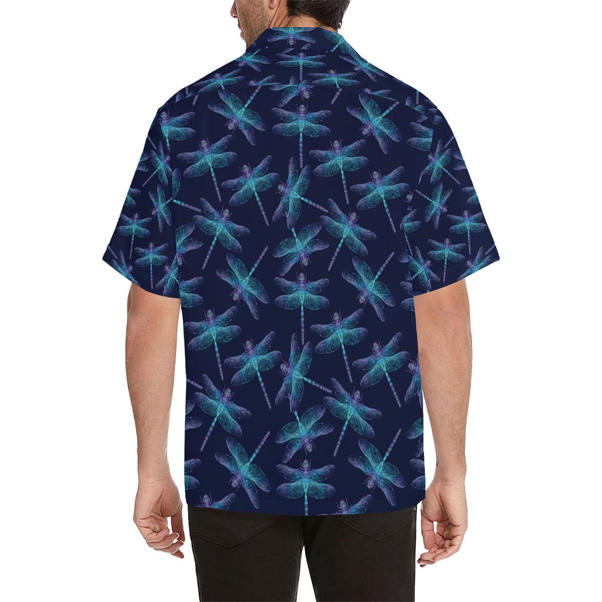 Dragonfly Hand Drawn Style Print Men Aloha Hawaiian Shirt