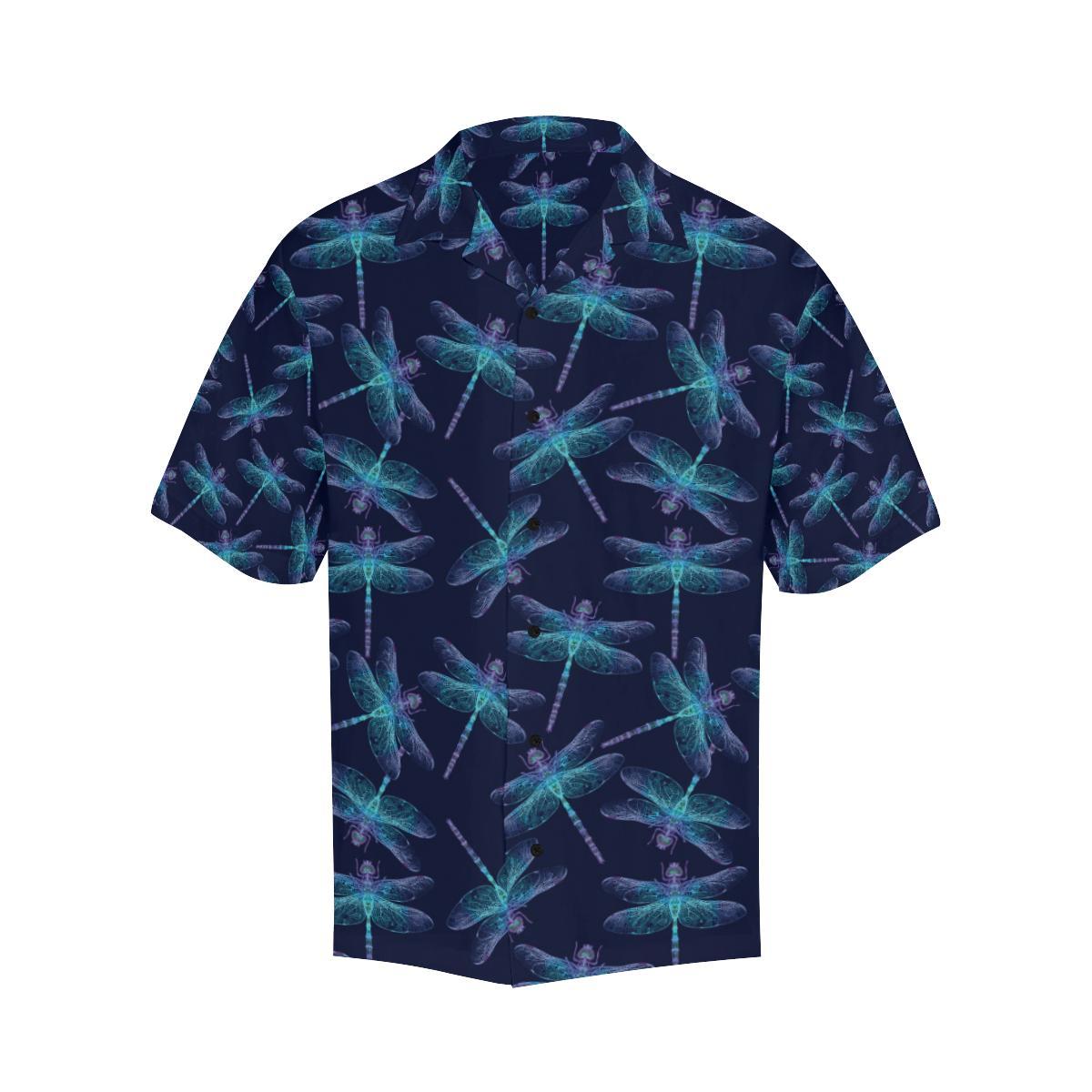 Dragonfly Hand Drawn Style Print Men Aloha Hawaiian Shirt