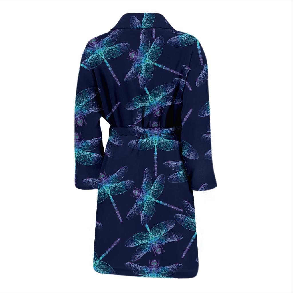 Dragonfly Hand Drawn Style Print Men Bath Robe-JTAMIGO.COM
