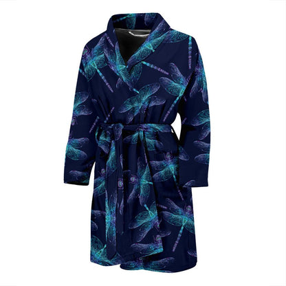 Dragonfly Hand Drawn Style Print Men Bath Robe-JTAMIGO.COM