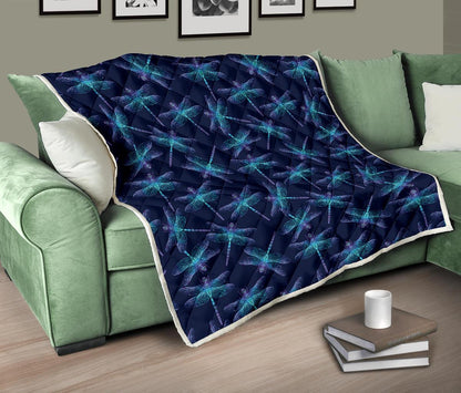 Dragonfly Hand Drawn Style Print Premium Quilt-JTAMIGO.COM