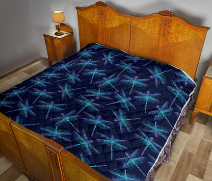 Dragonfly Hand Drawn Style Print Premium Quilt-JTAMIGO.COM
