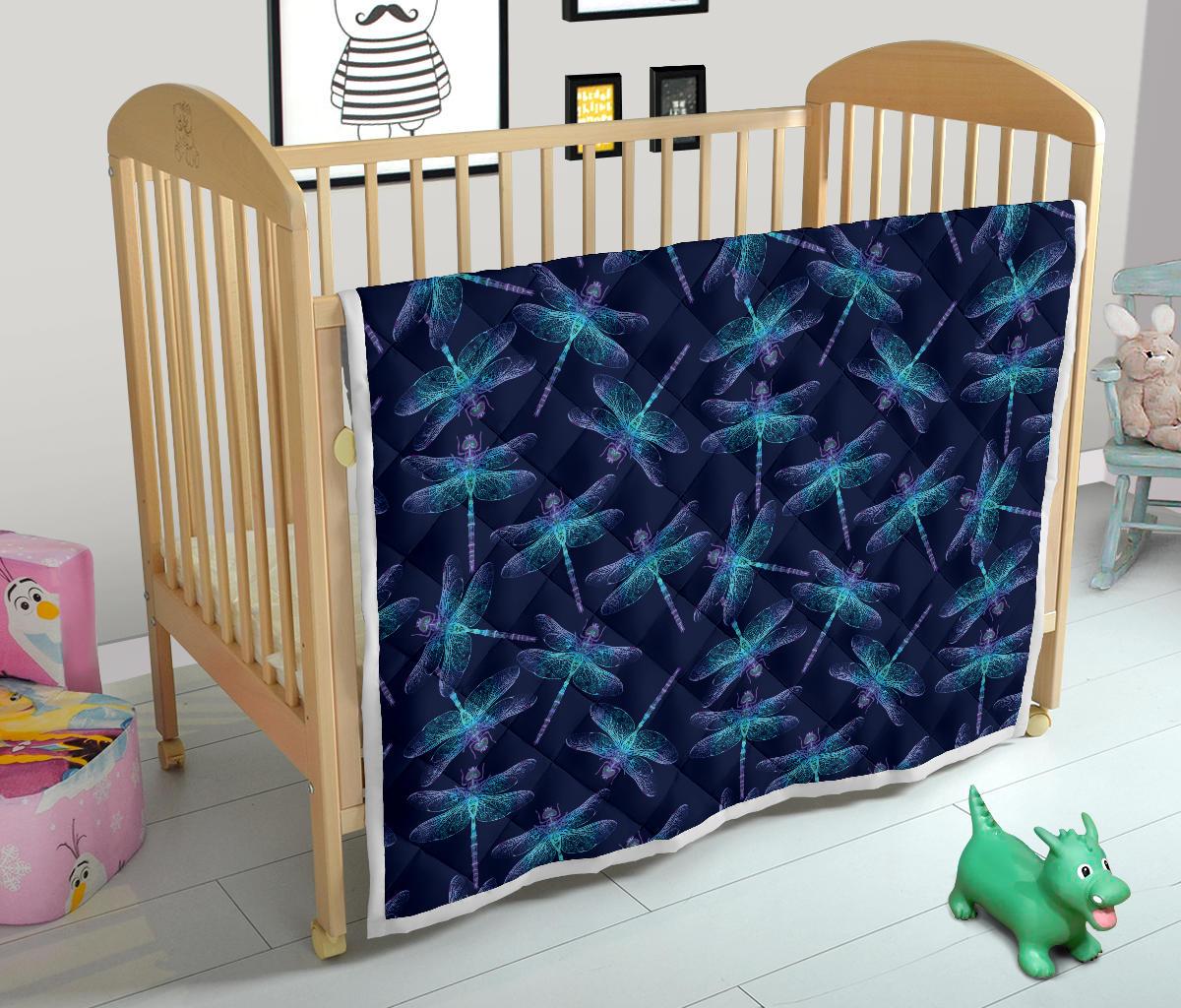Dragonfly Hand Drawn Style Print Premium Quilt-JTAMIGO.COM