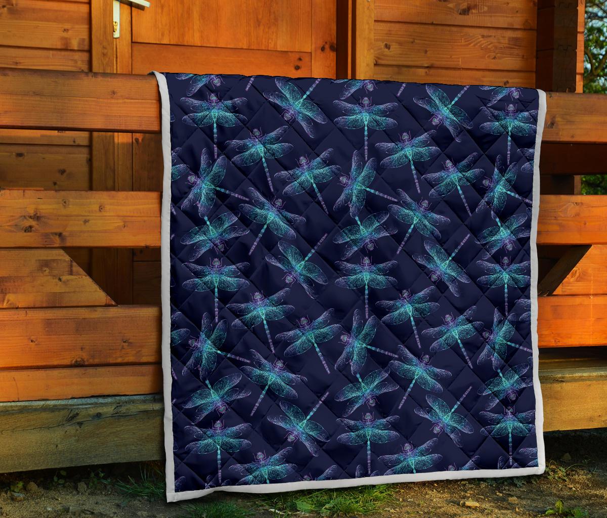 Dragonfly Hand Drawn Style Print Premium Quilt-JTAMIGO.COM