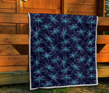 Dragonfly Hand Drawn Style Print Premium Quilt-JTAMIGO.COM