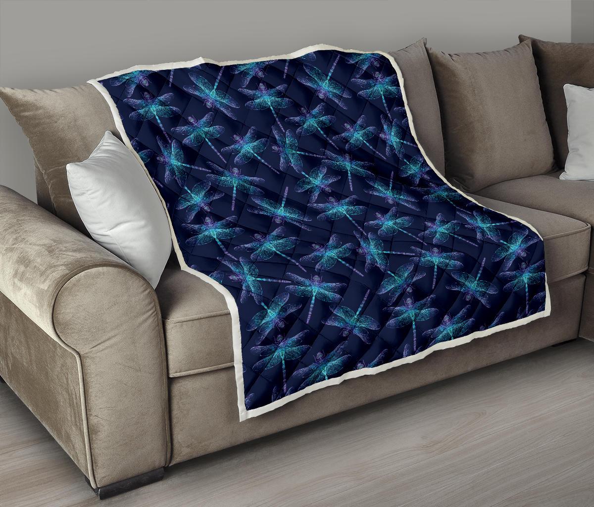 Dragonfly Hand Drawn Style Print Premium Quilt-JTAMIGO.COM