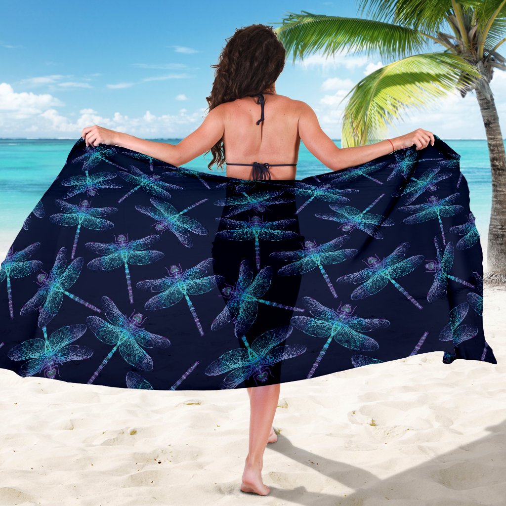 Dragonfly Hand Drawn Style Print Sarong Pareo Wrap