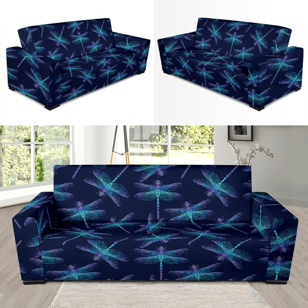 Dragonfly Hand Drawn Style Print Sofa Slipcover-JTAMIGO.COM