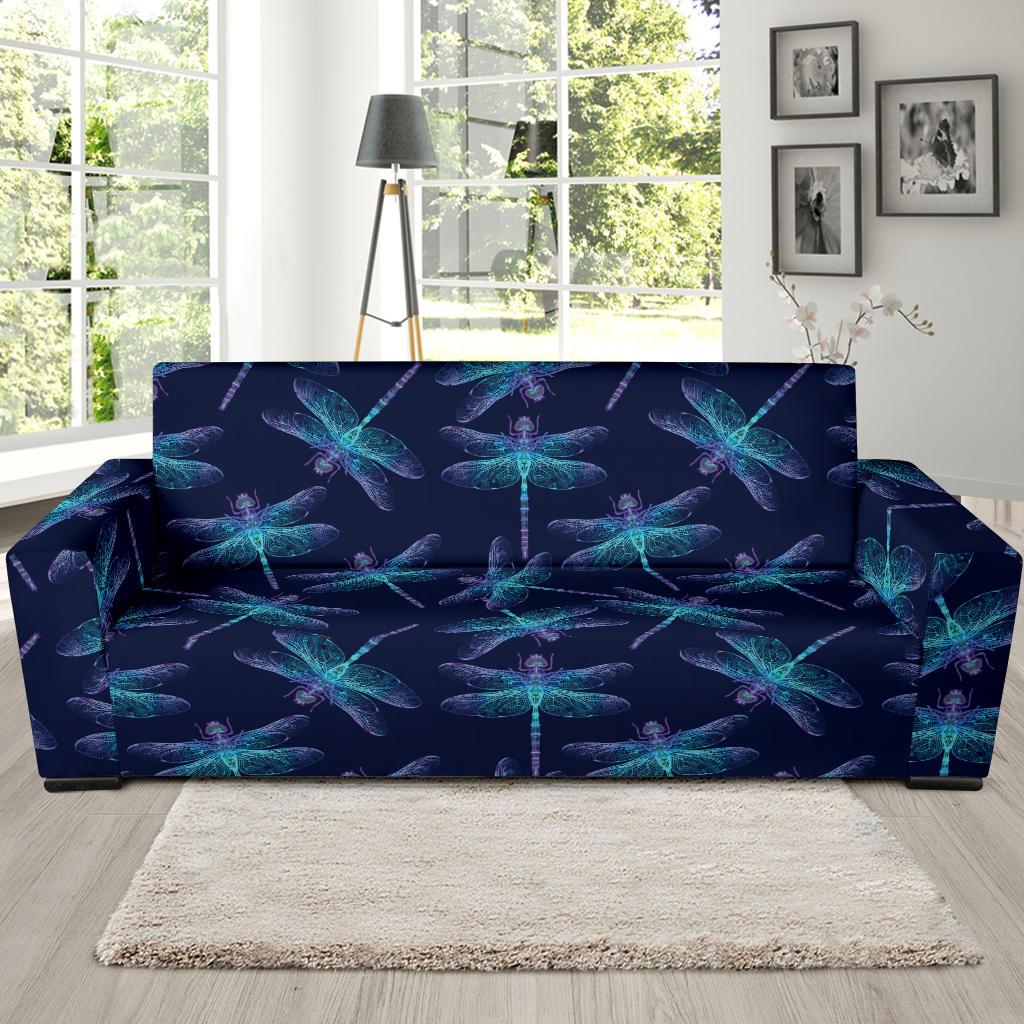 Dragonfly Hand Drawn Style Print Sofa Slipcover-JTAMIGO.COM