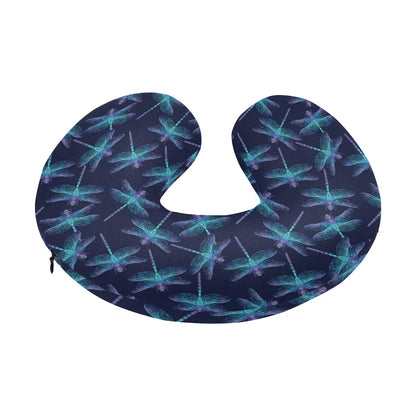 Dragonfly Hand Drawn Style Print U-Shaped Travel Neck Pillow-JTAMIGO.COM