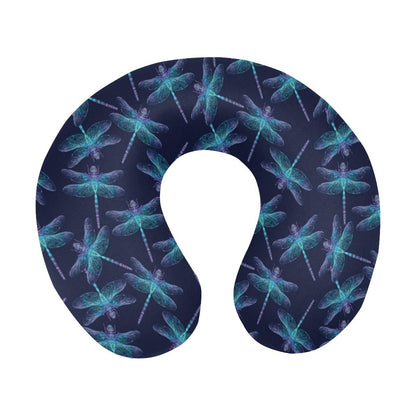 Dragonfly Hand Drawn Style Print U-Shaped Travel Neck Pillow-JTAMIGO.COM